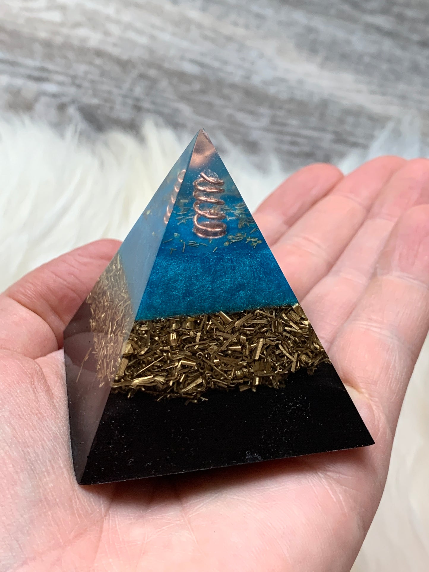 Blue Flame Energy Ray Orgonite Pyramid