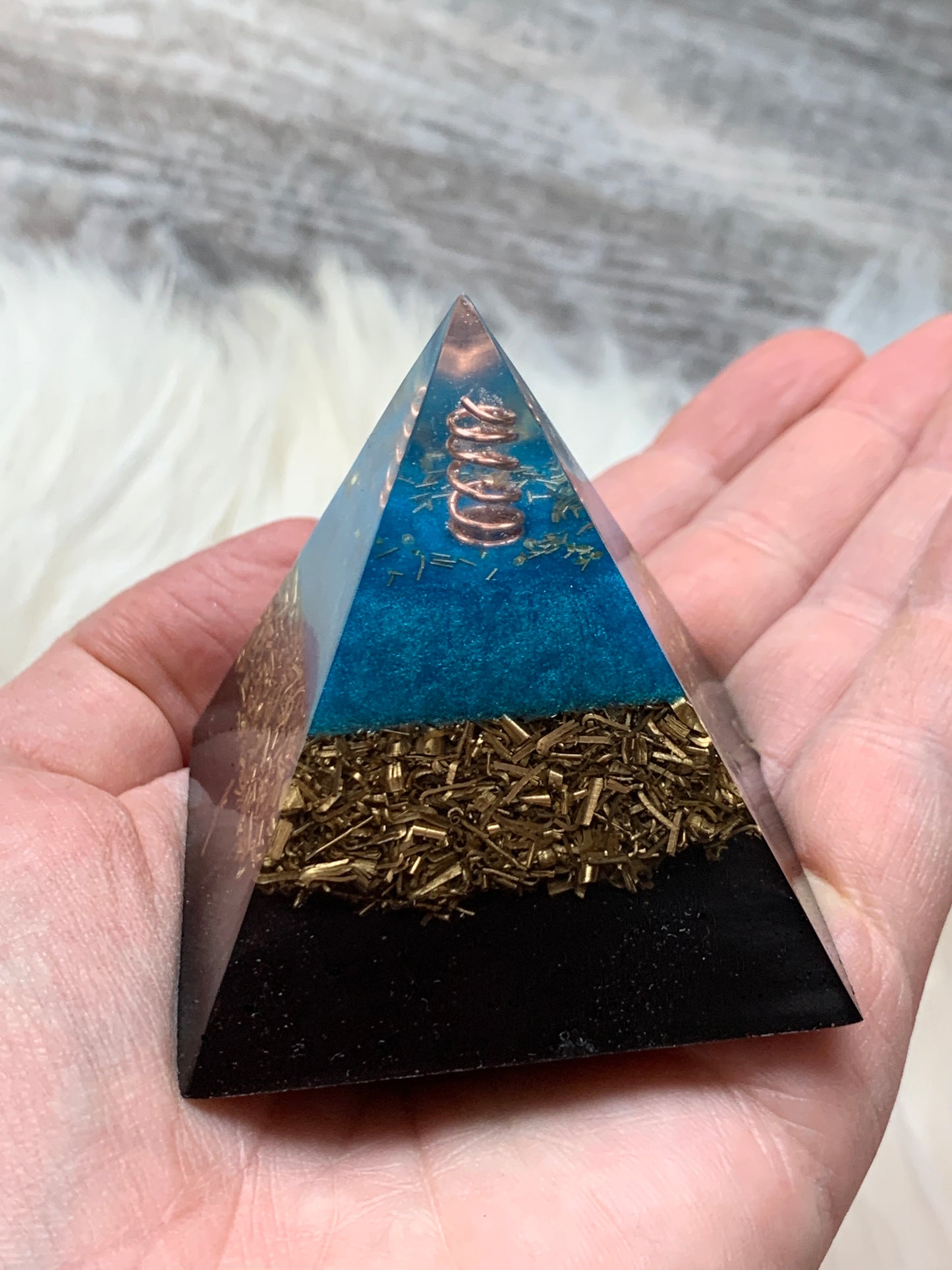 Blue Flame Energy Ray Orgonite Pyramid