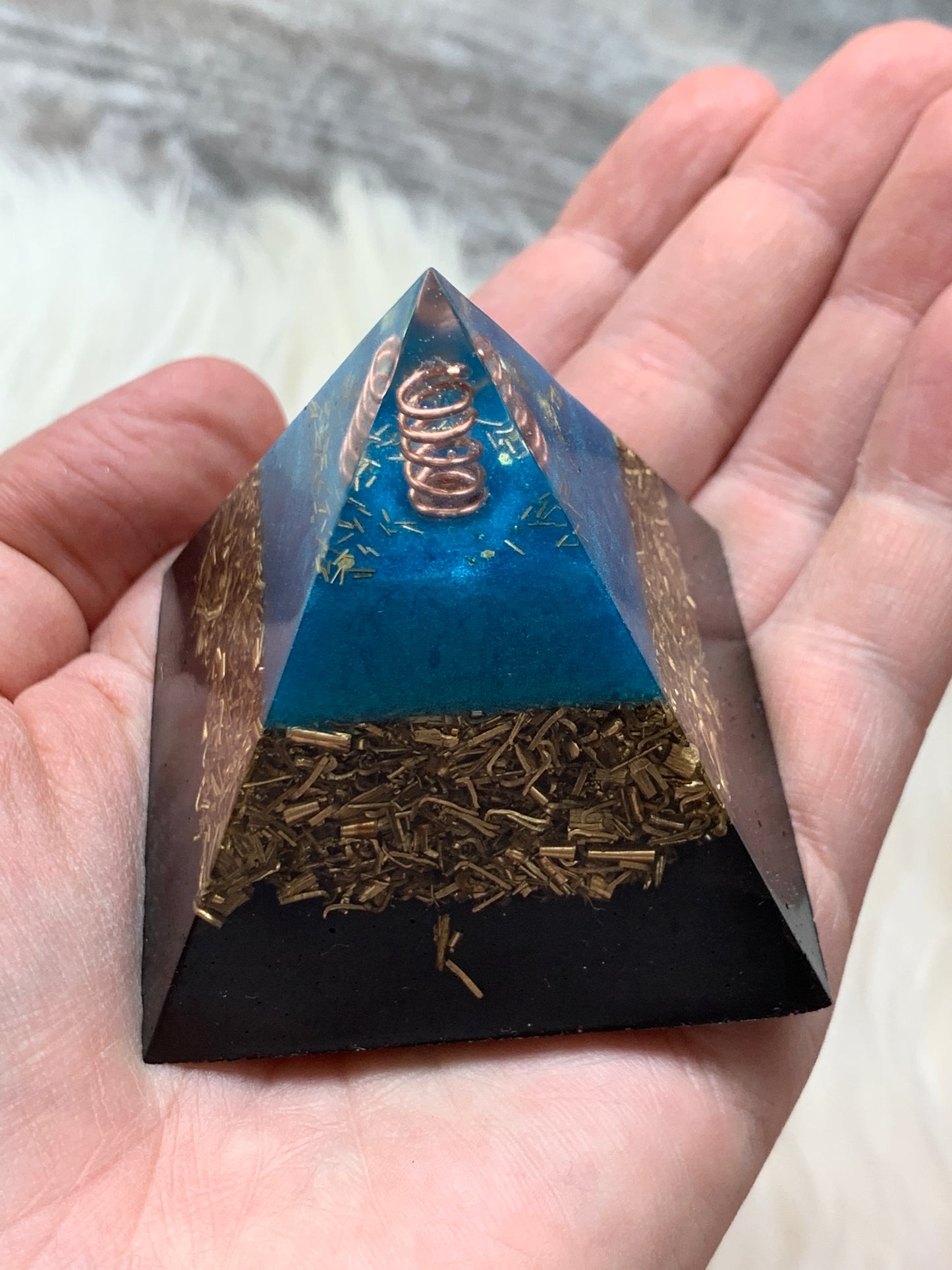 Blue Flame Energy Ray Orgonite Pyramid