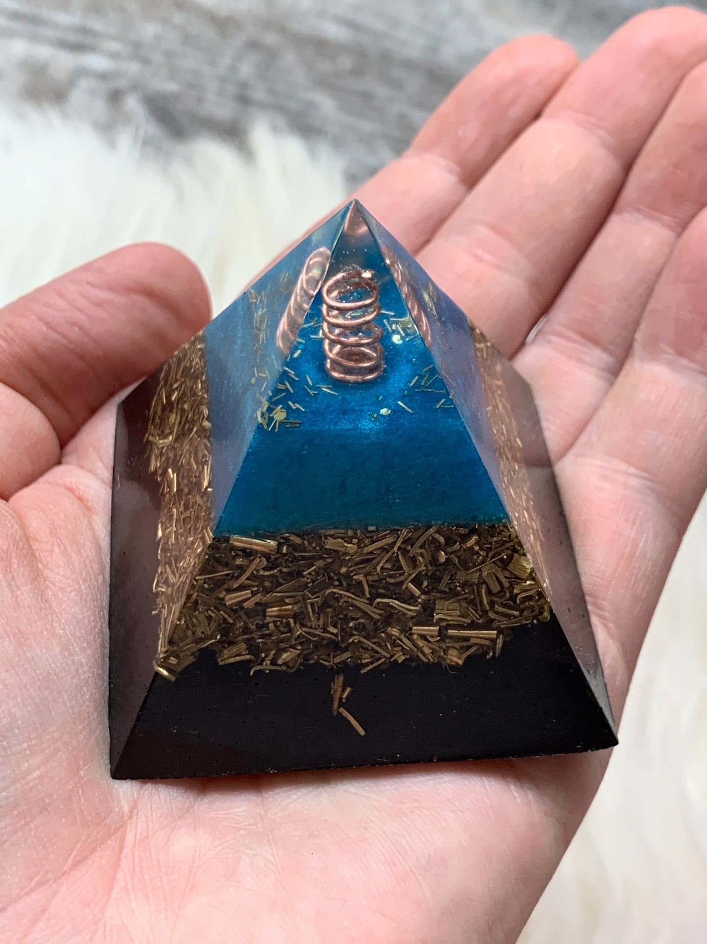 Blue Flame Energy Ray Orgonite Pyramid