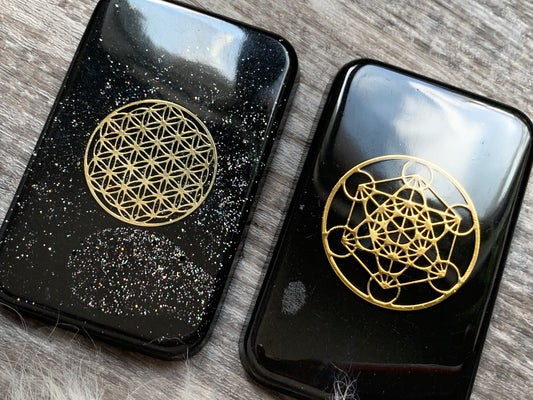 Sacred Geometry Orgonite Cell Phone Backers x2