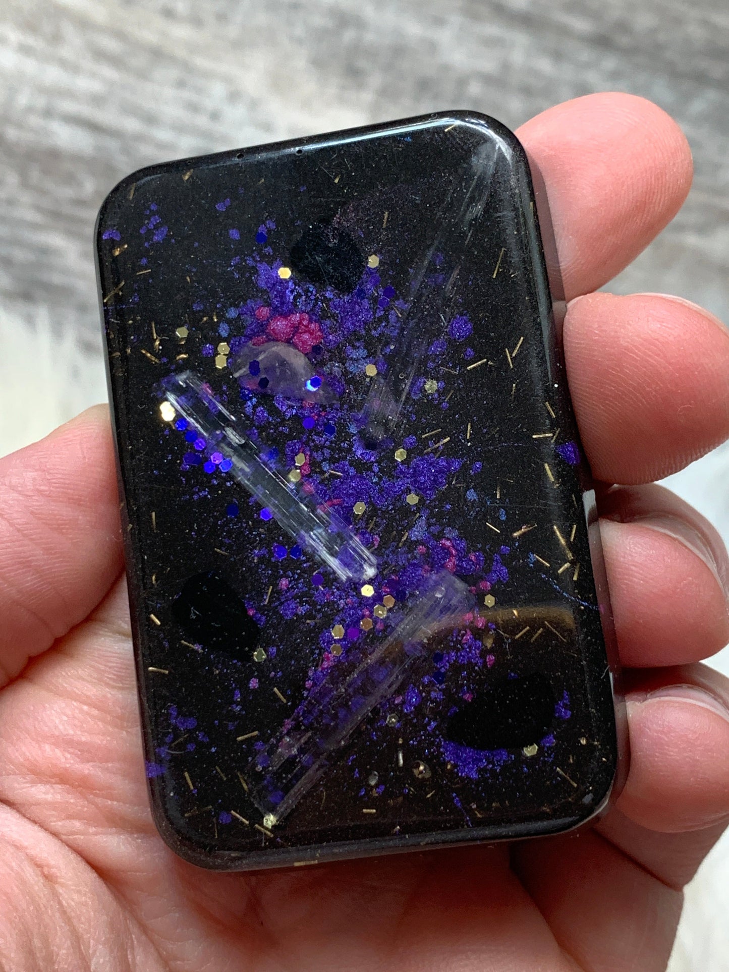 Violet Flame and Selenite Orgonite Cell Phone Backer