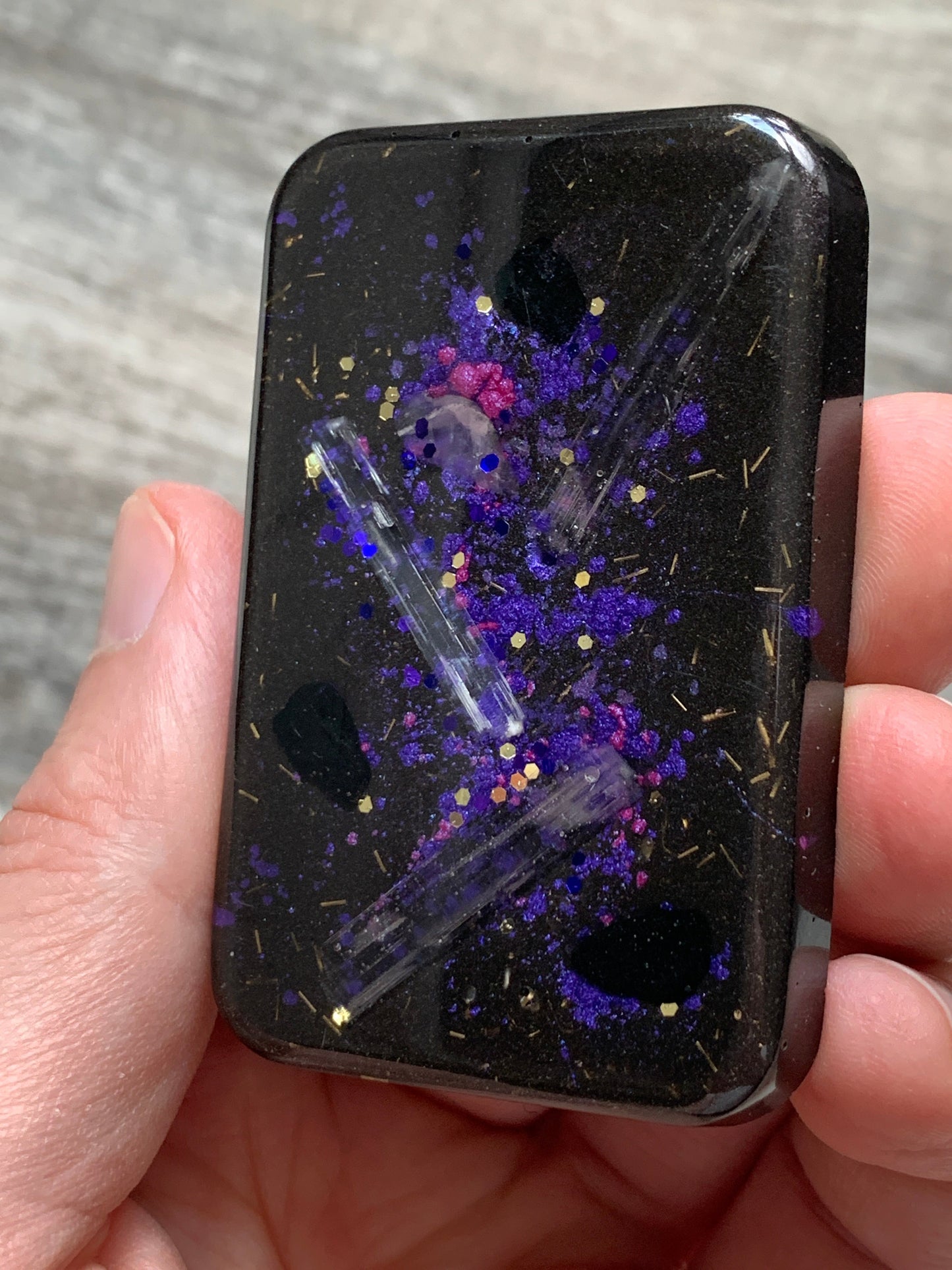 Violet Flame and Selenite Orgonite Cell Phone Backer