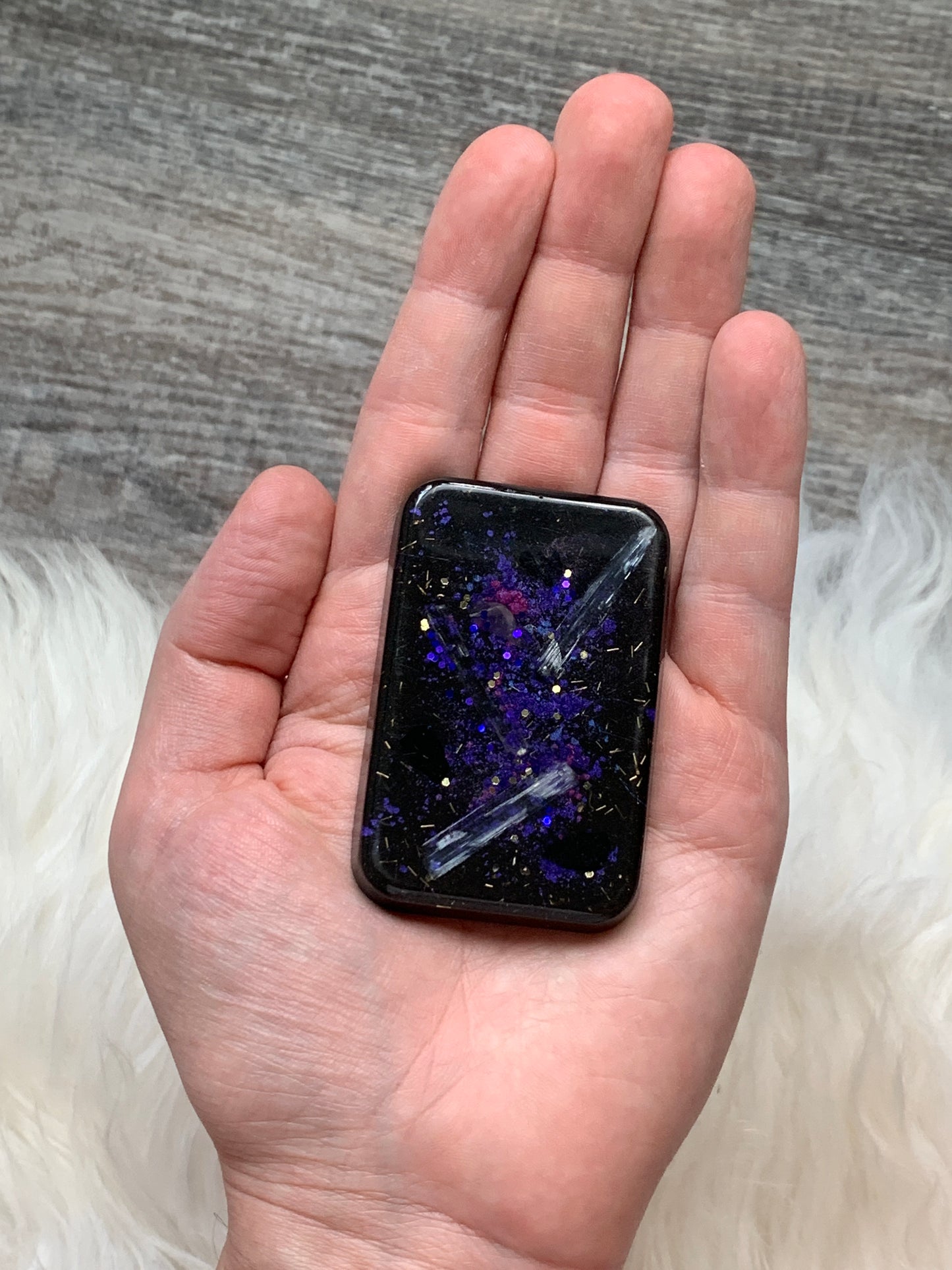 Violet Flame and Selenite Orgonite Cell Phone Backer