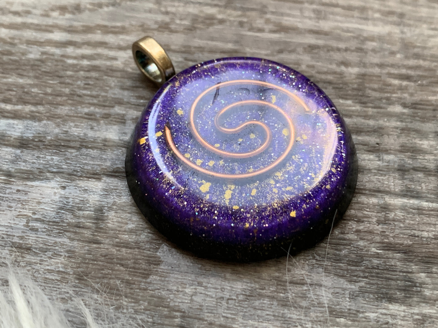 Violet Flame Copper Spiral Orgonite Pendant