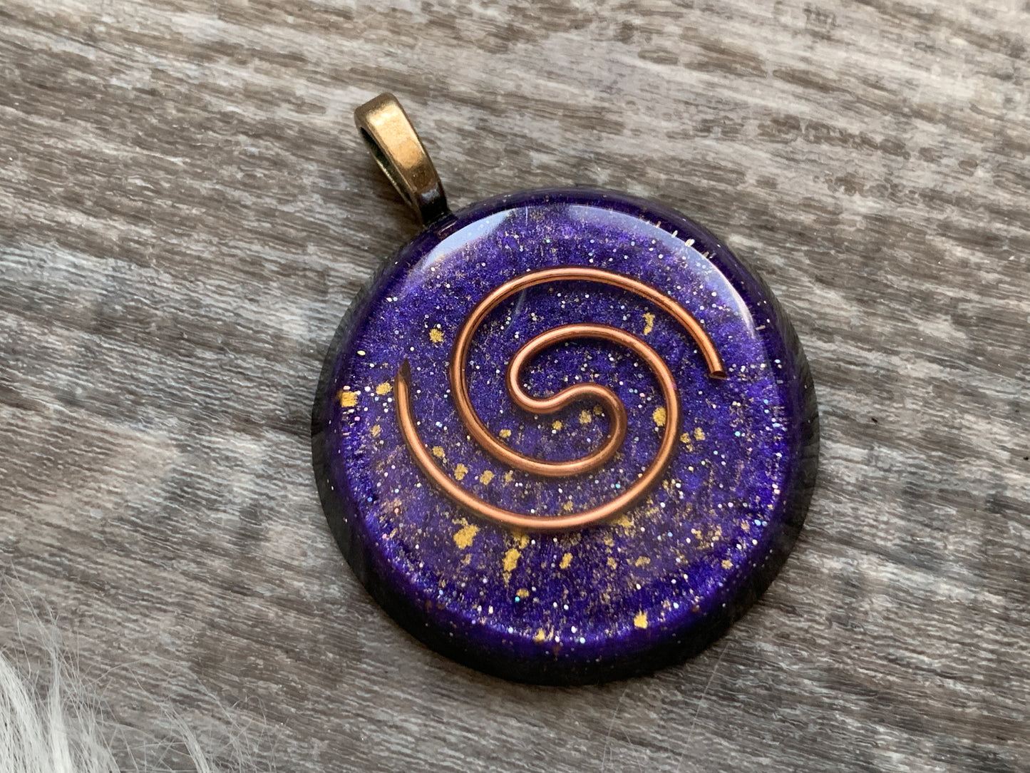 Violet Flame Copper Spiral Orgonite Pendant