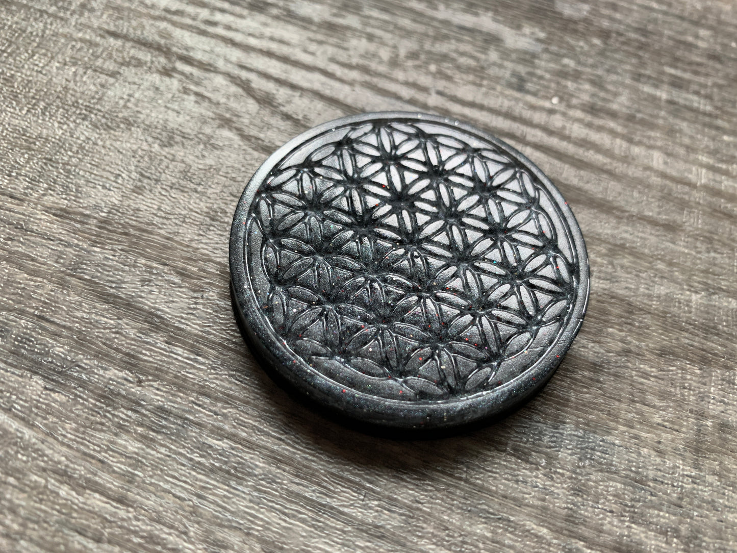 Grey Flower of Life Orgonite Mini Disc