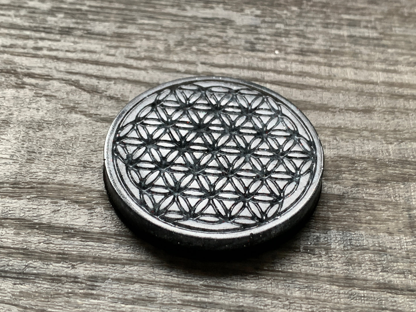 Grey Flower of Life Orgonite Mini Disc