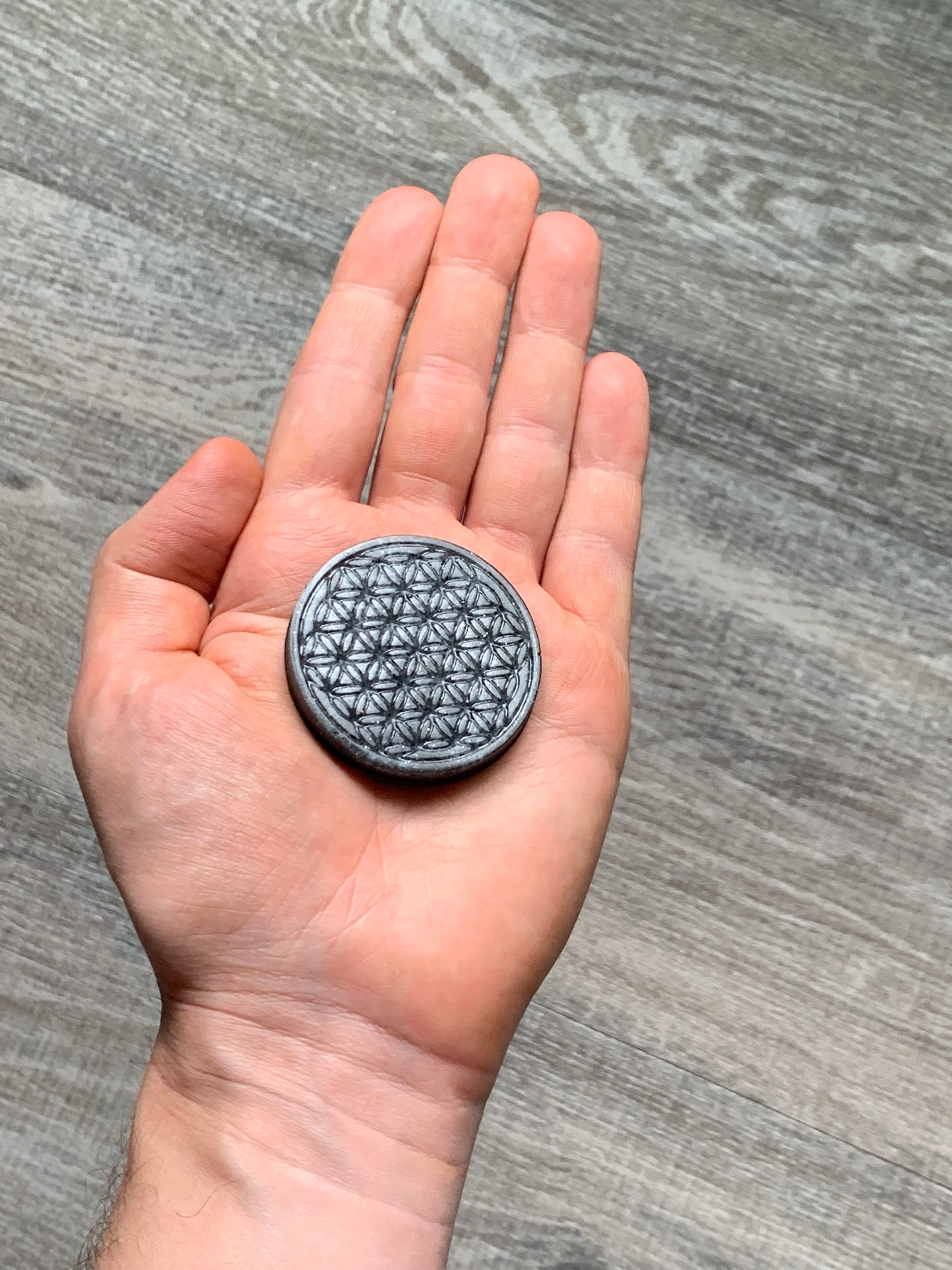 Grey Flower of Life Orgonite Mini Disc