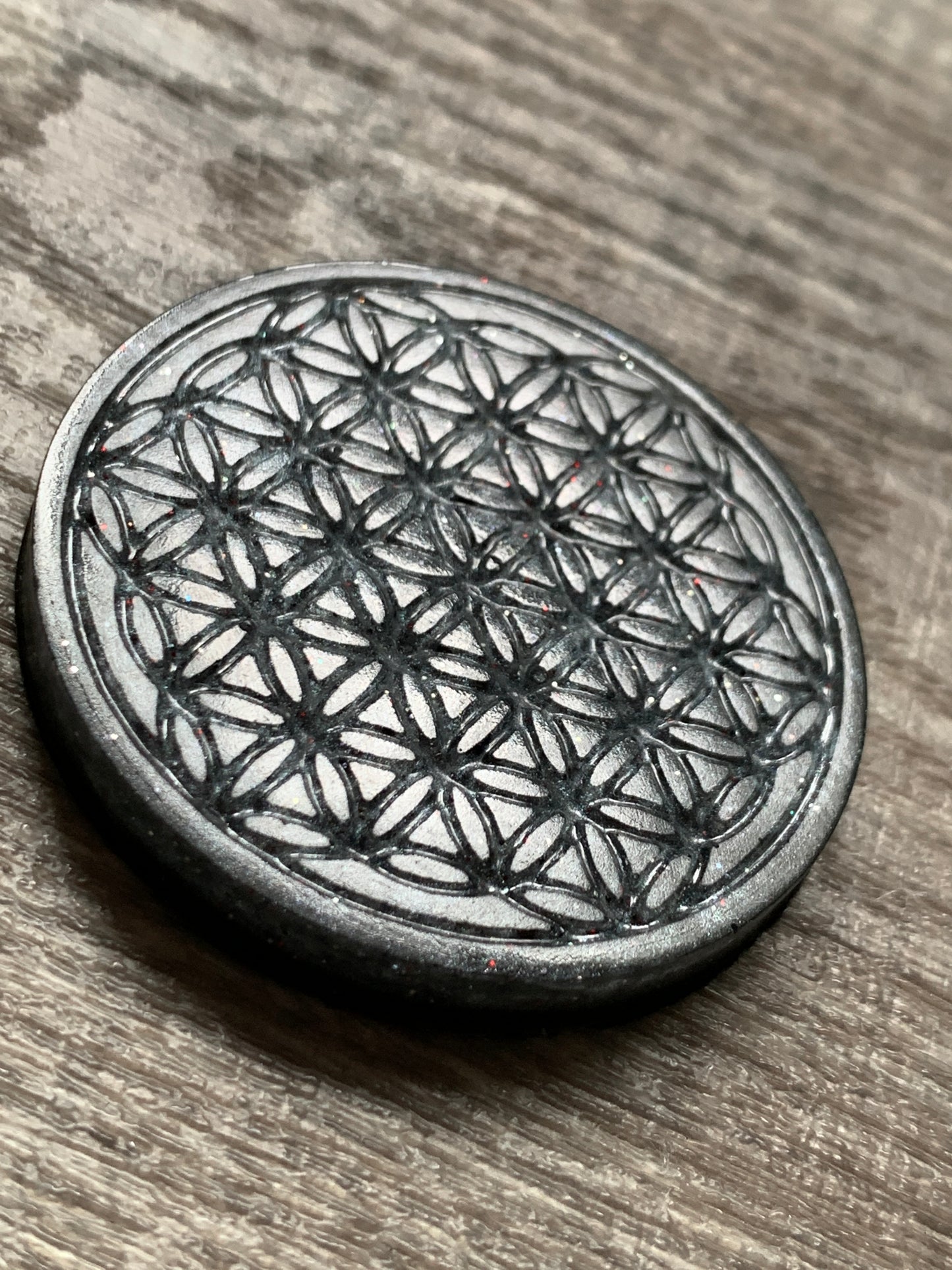 Grey Flower of Life Orgonite Mini Disc