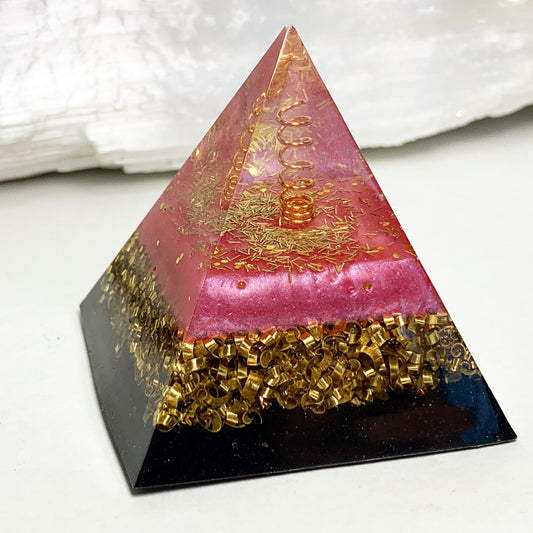 Orgonite® Pyramid - Pink Flame Orgone Generator® ~ Heart Chakra Crystal Energy ~ Sacred Ray 3
