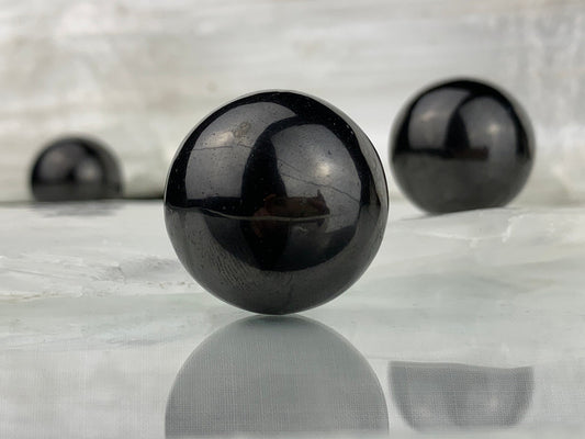 Shungite Sphere - Tumbled, Polished Crystal from Russia