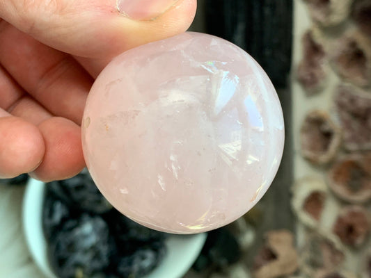 ROSE QUARTZ SPHERE - Pink Crystal Ball - Tumbled, Polished, Natural and Raw Minerals, Home Decor, Spiritual, Energy Healing, Gift - rq01