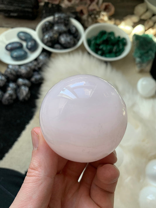 MANGANO CALCITE SPHERE - Pink Crystal Ball - Tumbled, Polished, Natural and Raw Minerals, Home Decor, Spiritual, Energy Healing, Gift - MCS1