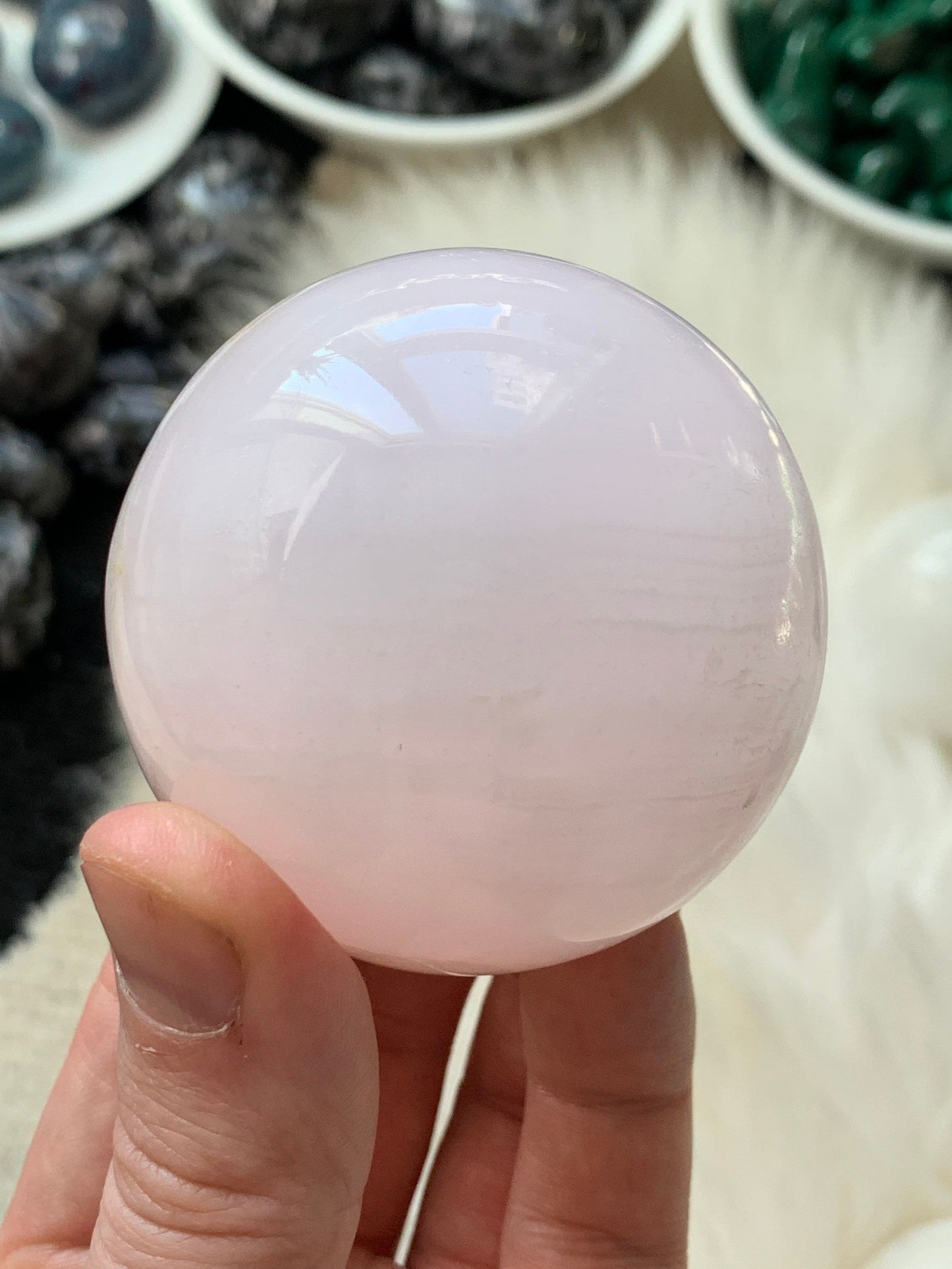 MANGANO CALCITE SPHERE - Pink Crystal Ball - Tumbled, Polished, Natural and Raw Minerals, Home Decor, Spiritual, Energy Healing, Gift - MCS1