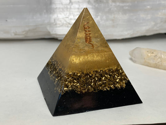 Orgonite® Pyramid - Yellow Flame Orgone Generator® ~ Crown Chakra Crystal Energy ~ Sacred Ray 2