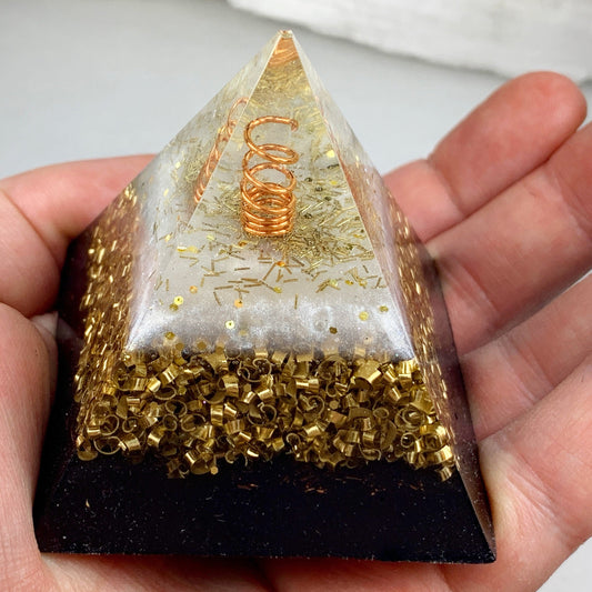 Orgonite® Pyramid - White Flame Orgone Generator® ~ Root Chakra Crystal Energy ~ Sacred Ray 4