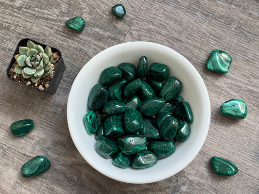 MALACHITE XL Tumbled Stone - Polished Crystal, Home Decor, Spiritual, Energy Healing, Gift - Detox