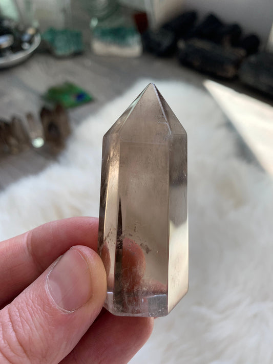 Ultra Polished SMOKY QUARTZ Crystal Point - Smokey Quartz Tower, Raw and Natural Crystals, Housewarming Gift, Home Decor, Energy Healing S9