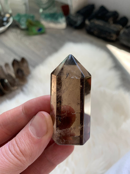 Ultra Polished SMOKY QUARTZ Crystal Point - Smokey Quartz Tower, Raw and Natural Crystals, Housewarming Gift, Home Decor, Energy Healing S5