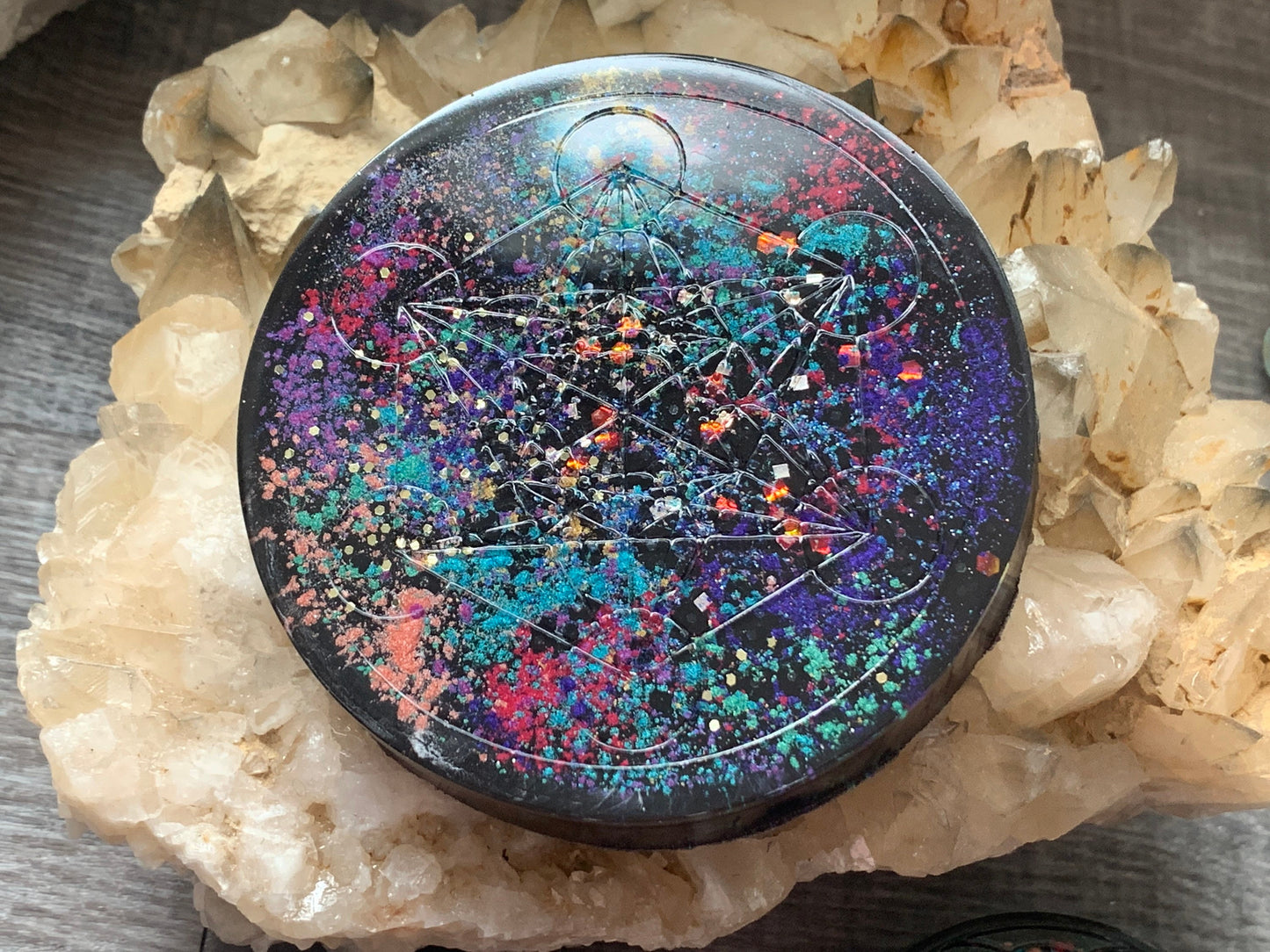 Metatron's Cube Orgonite® Charging Disc - Sacred Geometry - Orgone Energy Tower Buster - Orgone Generator® - Metatron