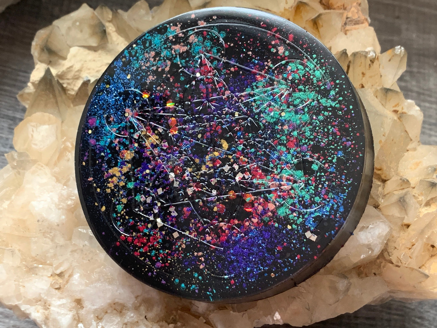 Metatron's Cube Orgonite® Charging Disc - Sacred Geometry - Orgone Energy Tower Buster - Orgone Generator® - Metatron